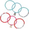 Bingo and Bluey Bracelets for Girls 6-Piece Set Official License, Stretch Friendship Bracelets with Beads and Bluey Charms