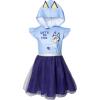 Bluey Bingo Girls Mesh Cosplay Dress Toddler to Big Kid(Blue)