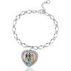 Bluey Bracelet for Girls with Heeler Family Heart Charm Official License, 7″+1″ Heart Bracelet with Clear Crystals