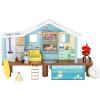 Bluey Celebration Home Playset, Portable Birthday Party Toy House with 11 Removable Accessories and 2.5” Figure, House Toys for Kids of Ages 3+(4 – Beach Cabin)