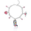 Bluey Charm Bracelet for Girls Official License, 6.5″+1″ Fashion Bracelet with Pink Bead and Heart Charms