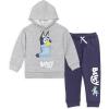 Bluey Fleece Pullover Hoodie and Pants Outfit Set Toddler to Little Kid Sizes (2T – 7-8)(Grey / Blue)