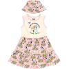 Bluey Floral Girls Dress and Bucket Sun Hat Toddler to Big Kid(Pink)