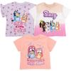 Bluey Girls 3 Pack T-Shirts Toddler to Big Kid Sizes (2T – 10-12)(Lavender / Pink / Peach)
