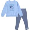 Bluey Girls Fleece Drop Shoulder Pullover Sweatshirt and Ribbed Leggings Outfit Set Toddler to Big Kid Sizes (2T – 10-12)(Blue  Bluey)