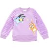 Bluey Girls Fleece Sweatshirt with Faux Fur Sleeves Toddler to Big Kid Sizes (2T – 10-12)(Lilac)