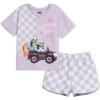Bluey Girls T-Shirt and French Terry Shorts Outfit Set Toddler to Big Kid Sizes (2T – 10-12)(Lavender)