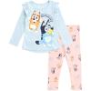Bluey Girls T-Shirt and Leggings Outfit Set Toddler to Big Kid Sizes (2T – 10-12)(Blue / Pink)
