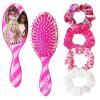 Bluey Hair Accessory 5 Pcs Set – 1 Regular 9 inch Bluey HairBrush For Girls + 4 Bluey Scrunchies For Kids – Accessories For Girls – Detangling Brush – Elastic Hair Ties Ropes Scrunchies Ages 3+(Barbie 5 Piece Hair Accessories)