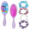 Bluey Hair Accessory 5 Pcs Set – 1 Regular 9 inch Bluey HairBrush For Girls + 4 Bluey Scrunchies For Kids – Accessories For Girls – Detangling Brush – Elastic Hair Ties Ropes Scrunchies Ages 3+(Stitch 5 Piece Hair Accessories)