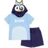 Bluey Hooded Cosplay T-Shirt and French Terry Shorts Outfit Set Toddler to Little Kid(Blue)