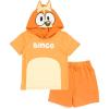 Bluey Hooded Cosplay T-Shirt and French Terry Shorts Outfit Set Toddler to Little Kid(Orange)
