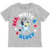 Bluey July 4th Halloween Christmas Birthday School Heart T-Shirt Infant to Big Kid Sizes (12 Months – 10-12)(Gray / 4th of July)