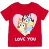 Bluey July 4th Halloween Christmas Birthday School Heart T-Shirt Infant to Big Kid Sizes (12 Months – 10-12)(Red)