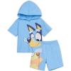 Bluey Pullover Hoodie and French Terry Shorts Toddler to Big Kid Sizes (2T – 10-12)(Blue  Bluey / Bingo)