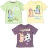 Bluey Shirts 3 Pack, Boys T-Shirts for Summer, Pack of 3 Boys Tshirt, Kids Cotton T Shirt(Grey / Yellow / Green)