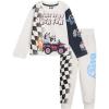 Bluey T-Shirt and French Terry Jogger Pants Outfit Set Infant to Big Kid Sizes (12 Months – 10-12)(Off-white)