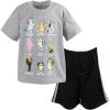 Bluey T-Shirt and Mesh Shorts Outfit Set Infant to Big Kid Sizes (12 Months – 10-12)(Black / Grey)