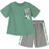 Bluey T-Shirt and Mesh Shorts Outfit Set Infant to Big Kid Sizes (12 Months – 10-12)(Sage Green / Gray)