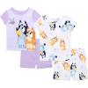 Bluey Unisex Kids’ 4-Piece Snug-fit Cotton Short-Sleeve Matching Pajama Set, Soft & Cute for Kids(Happy Bluey Bingo)