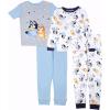 Bluey Unisex Kids’ 4-Piece Snug-fit Cotton Short-Sleeve Matching Pajama Set, Soft & Cute for Kids(Hooray Team)
