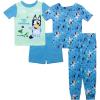 Bluey Unisex Kids’ 4-Piece Snug-fit Cotton Short-Sleeve Matching Pajama Set, Soft & Cute for Kids(Outdoor Fun)