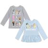Bluey Winton Snickers Honey Muffin Bandit Dad Chilli Mom Missy Chloe Coco Bingo Girls 2 Pack T-Shirts Toddler to Little Kid(Blue / Grey)