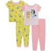 Bluey girls 4-piece Snug-fit Cotton Pajama Set, Soft & Cute for Kids(Happy Day)
