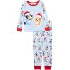 Bluey unisex-child 2-Piece Snug-fit Cotton Holiday Pajama Set, Soft & Cute for Kids(Bluey Ho Ho Ho)