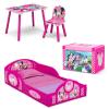 Delta Children – Bluey 4-Piece Toddler Room-in-a-Box Set – Includes Sleep and Play Toddler Bed, Table, 1 Chair and Fabric Toy Box, Blue(Minnie Mouse)