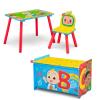 Delta Children Bluey 3-Piece Toddler Playroom Set – Includes Table, Chair and Toy Box, Blue(Cocomelon)