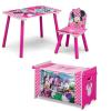 Delta Children Bluey 3-Piece Toddler Playroom Set – Includes Table, Chair and Toy Box, Blue(Minnie Mouse)