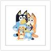 Gallery Pops Bluey – Dad, Mum, Bluey and Bingo Wall Art, White Framed Version, 12” x 12”(White Framed Version)