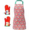 Handstand Kitchen Bluey and Bingo 100% Cotton Holiday Stripe Print Child’s Apron and Oven Mitt Pair Set
