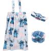 Jay Franco Bluey 3 Piece Spa & Bath Set – Includes Towel Wrap, Loofah & Spa Headband – Kids Bath & Shower Accessories(Blue – Stitch)