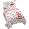 Jay Franco Bluey & Bingo 5 Piece Twin Size Bed Set – Includes Comforter & Sheet Set – Super Soft Kids Bedding Fade Resistant Microfiber (Official Bluey Product)(Pink – Strawberry Shortcake)