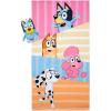 Jay Franco Bluey & Bingo Bath Towel & Bath Buddy Set – Kids Bathtub Accessories – Includes 25 x 50 Inch Microfiber Towel & 13 Inch Bluey Water Play Buddy(Multi – Bluey)
