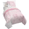 Jay Franco Bluey & Bingo Twin Comforter Set – 5 Piece Bed Set Includes Sheet Set & Pillow Covers – Super Soft Clouds & Stars Kids Bedding(Pink – Hello Kitty)