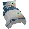 Jay Franco Bluey & Bingo Twin Comforter Set – 5 Piece Bed Set Includes Sheet Set & Pillow Covers – Super Soft Clouds & Stars Kids Bedding(Gray – Mandalorian)