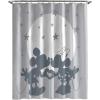 Jay Franco Bluey and Bingo Fabric Shower Curtain – Kids Teal Bathroom Décor(Gray – Mickey & Minnie)