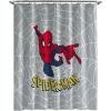 Jay Franco Bluey and Bingo Fabric Shower Curtain – Kids Teal Bathroom Décor(Grey – Spiderman)
