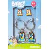 LUV HER Bluey Hypoallergenic Earrings for Girls Ages 4+ – Safe Stud & Fishhook Styles – Jewelry Gift for Sensitive Ears & Cartoon Lovers(Blue/Brown)