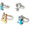 LUV HER Bluey Kids Jewelry: 4-Piece Adjustable Rings for Girls, Ring Sets with metal charm Fashion Girls Jewelry Ages 3+