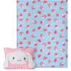 Northwest Bluey Party Pups Silk Touch Throw Blanket 50 x 60 Inches with Bluey Plush Pocket Pillow 14 x 20 Inches – Comfy & Cozy Bluey Blanket & Pillow Set for Boys and Girls(Cinnamoroll Strawberry Delight)