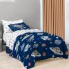 Saturday Park Bluey and Bingo Rainbow Clouds Twin Bed Set – 5 Piece 100% Organic Cotton Bedding with Duvet Cover and Sheets – GOTS & Oeko-TEX Certified(Blue – Outer Space)