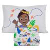 Sunny Side Up Bluey & Friends Full Sheet Set – 4 Piece Kids Bedding Set Includes Pillow Cover – Super Soft Microfiber Sheets(Gray – Blippi)