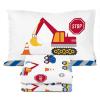 Sunny Side Up Bluey & Friends Full Sheet Set – 4 Piece Kids Bedding Set Includes Pillow Cover – Super Soft Microfiber Sheets(White – Construction Zone)