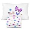 Sunny Side Up Bluey & Friends Full Sheet Set – 4 Piece Kids Bedding Set Includes Pillow Cover – Super Soft Microfiber Sheets(White – Flutter)