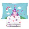 Sunny Side Up Bluey & Friends Full Sheet Set – 4 Piece Kids Bedding Set Includes Pillow Cover – Super Soft Microfiber Sheets(White – Magic Castle)