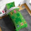 Sunny Side Up Bluey & Friends Toddler Comforter Set – 4 Piece Preschool Bedding Includes Comforter, Sheets & Pillow Cover – Super Soft Microfiber Bed Set(Green – Minecraft)